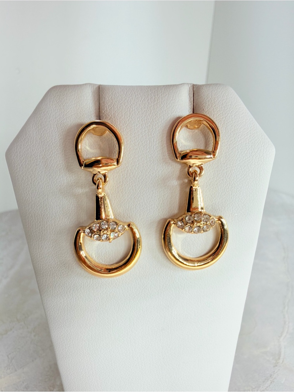 Gold horse bit earrings with rhinestone accents #equestrian #bling# western # ER